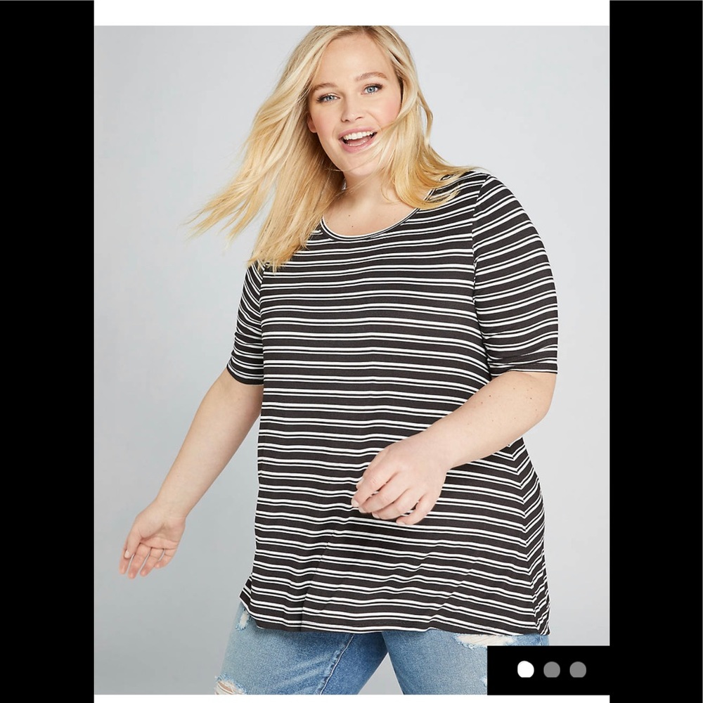 🍊💖🆕LB Striped scoop neck T
